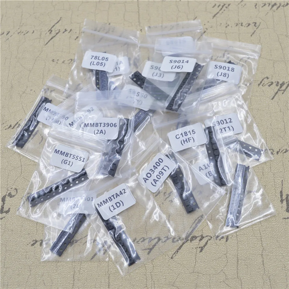 

180Pcs/lot SMD Transistor Kit SOT-23 2N2222 S8050 S8550 S9014 S9015 S9018 TL431C945 A1015 C1815 A42 A92 SOT23 SMD Transistor