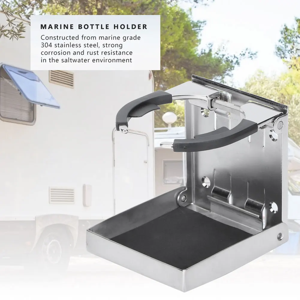 

Adjustable Folding Stainless Steel Marine Cup Holder Drink Bottle Holder Universal for Boat Truck RV Marine Accessories