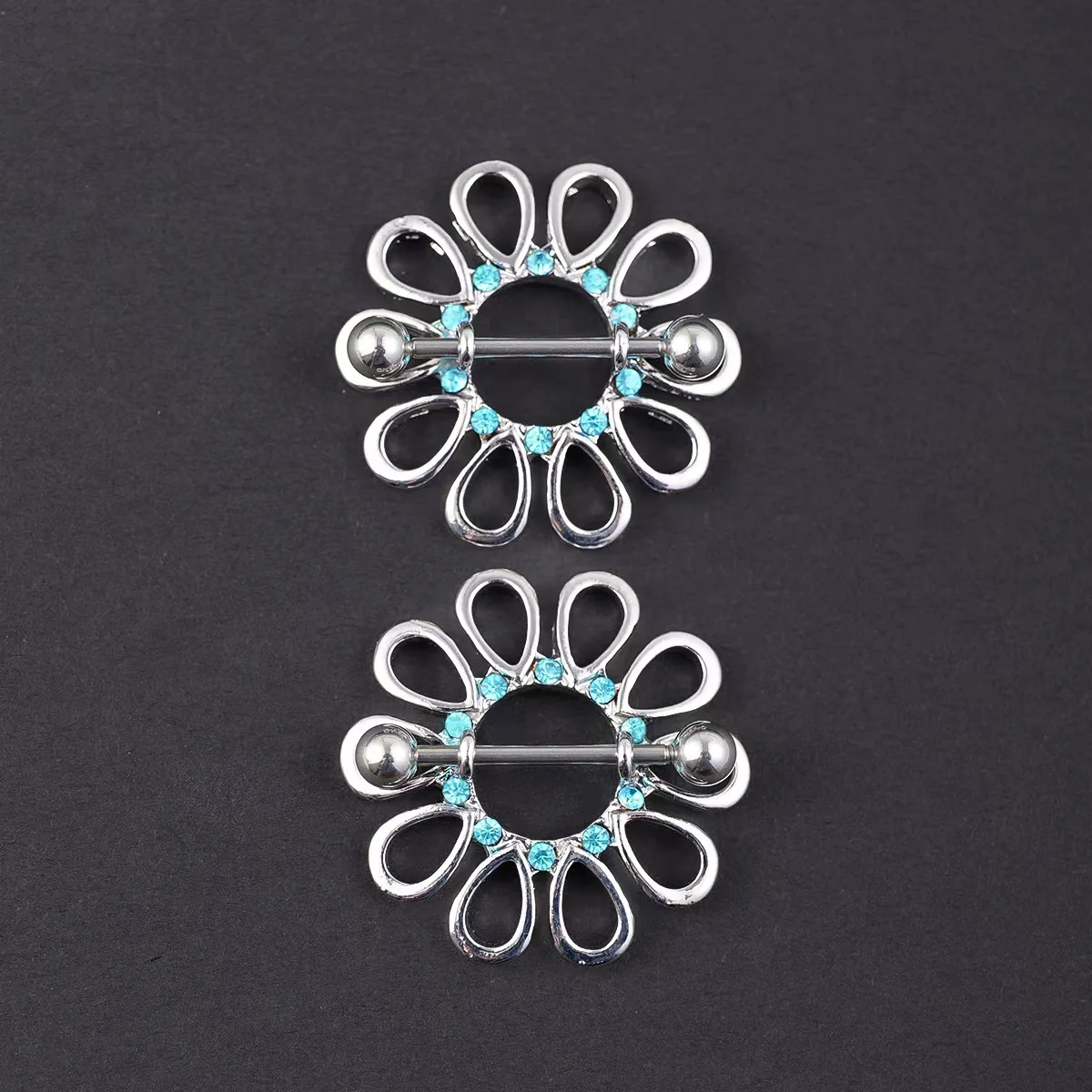 موضة جديدة الفولاذ المقاوم للصدأ الدانتيل شكل خاتم الثدي الهيب هوب متعددة الألوان الثدي الأظافر جسم الإنسان مثير ثقب المجوهرات #4