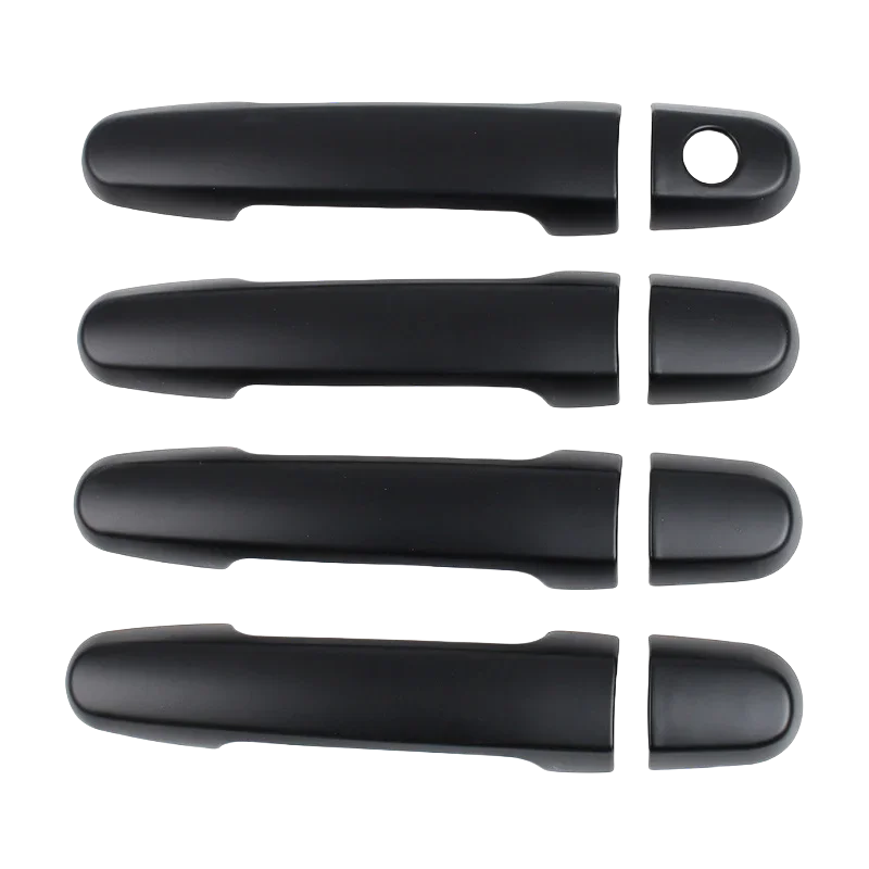 غطاء مقبض وعاء الباب لتويوتا فورتشنر 2008-2014 ديكور السيارة ماتي أسود كروم فضي اكسسوارات السيارات ثقب واحد #3