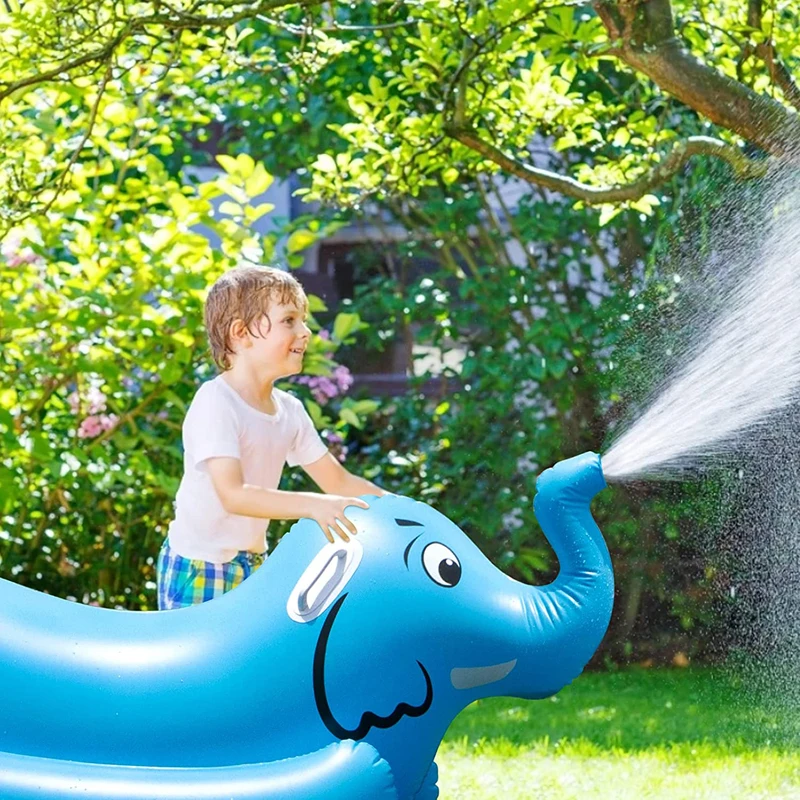 Inflatable Elephant Pool Float Swimming Rings with Water Sprinkler Outdoor Yard Patio Summer Pool Party Water Toys for Backyard