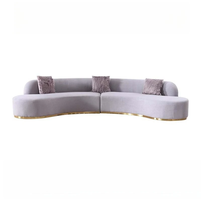 

Light luxury sofa modern designer creative arc combination multi-person stainless steel model house sales department villa sofa