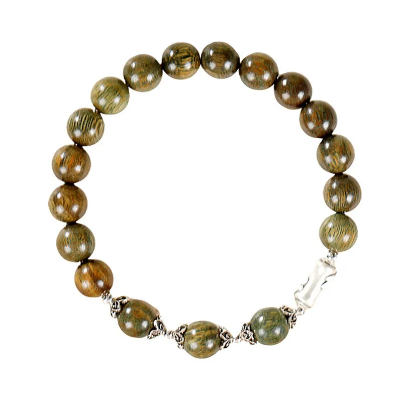 

Natural Green Sandalwood Bamboo Joint Bracelet: Meditation Beads, New Chinese Style Wood Jewelry Gift for Men & Women