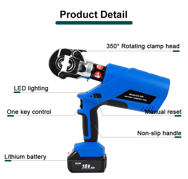 EZ-300 Hydraulic  Cable Crimping Tool Professional Compression  Crimping Tool with Organic Light