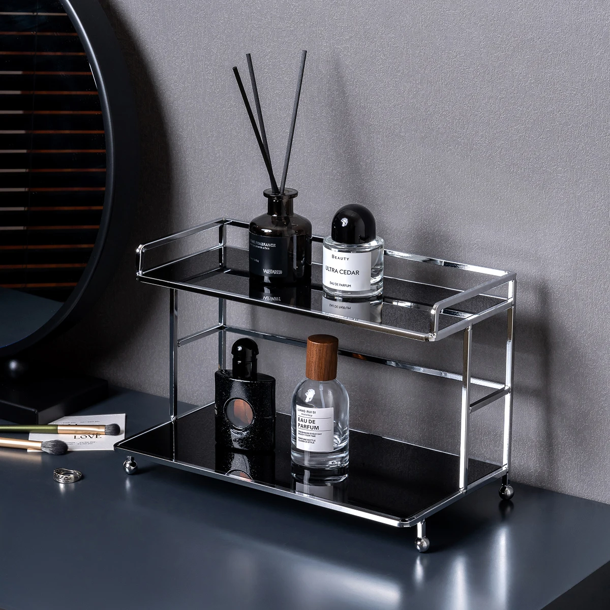 Luxury Advanced Makeup Perfume Cosmetics Desktop Layered Storage Rack Kitchen Organizer Cup Holder Vanity Bathroom Basket