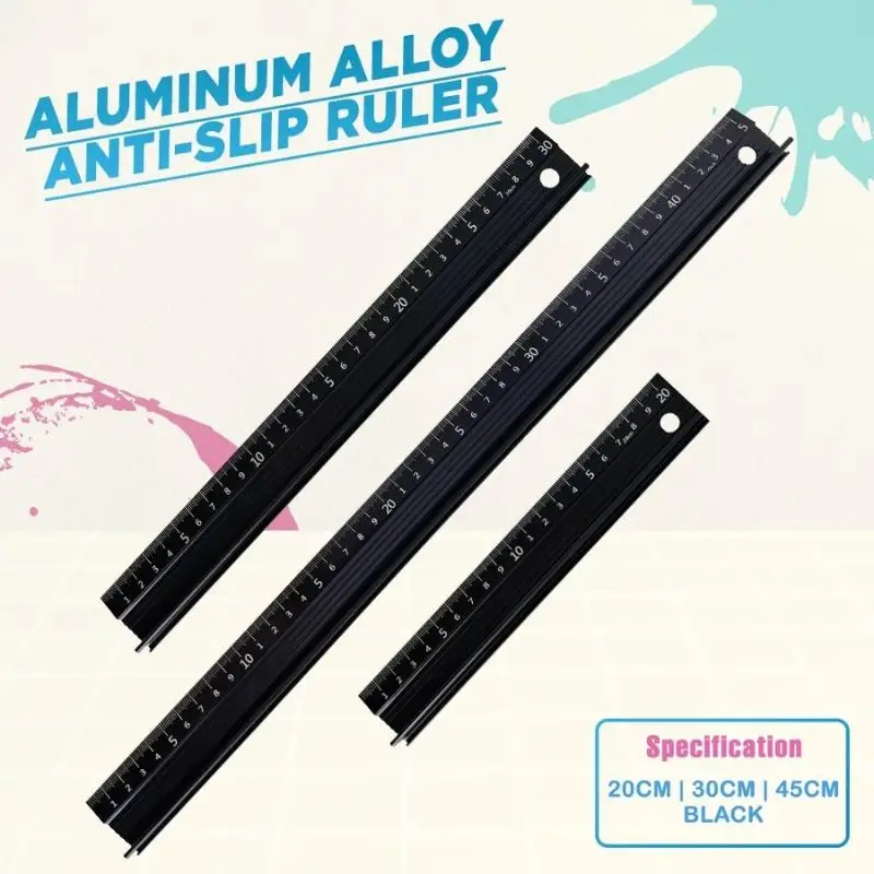 20/30/45cm Non-Slip Aluminium Alloy Ruler Marking Metal Safety Cutting Art Craft Multi-Functional Aluminium Alloy Ruler