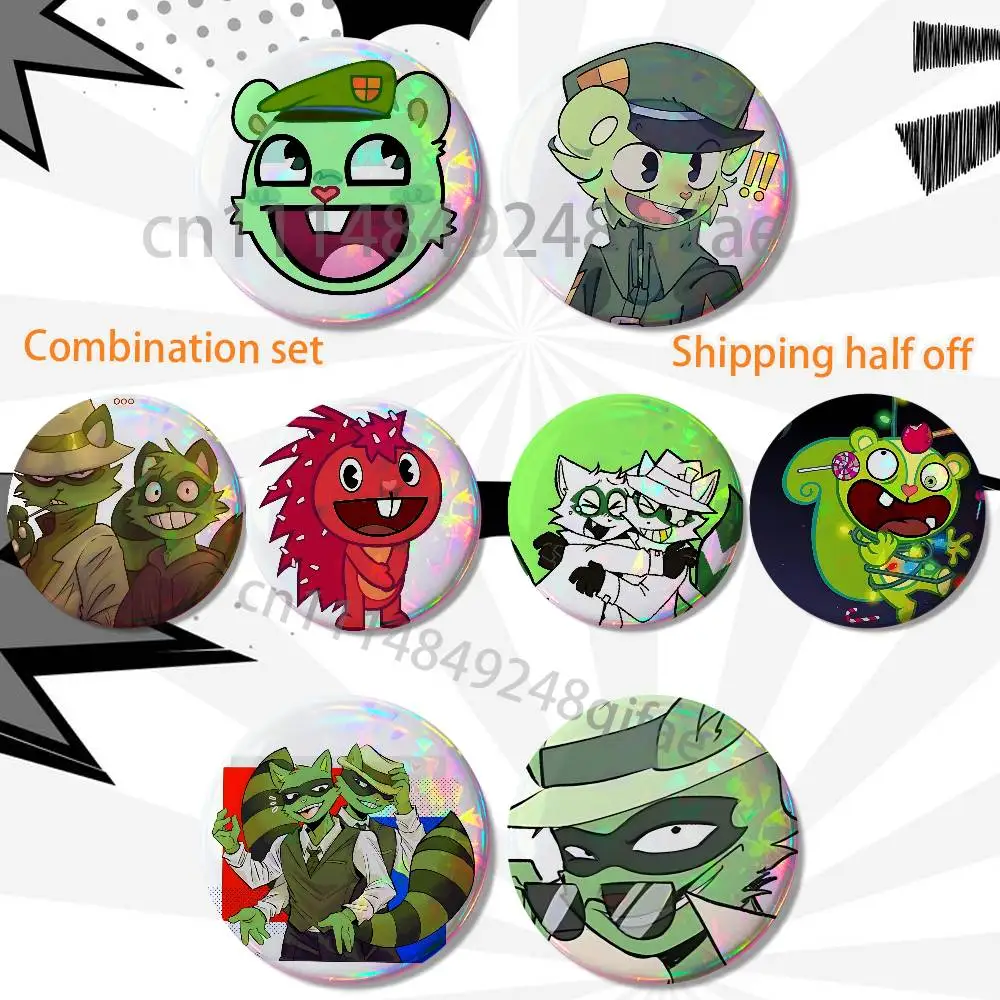 Lumpy HTF Lifty Shifty Tree Friends  2 piece set Pins Creativity Printed Pictures Text Metal Lapel Badges Brooches Jewelry Gift