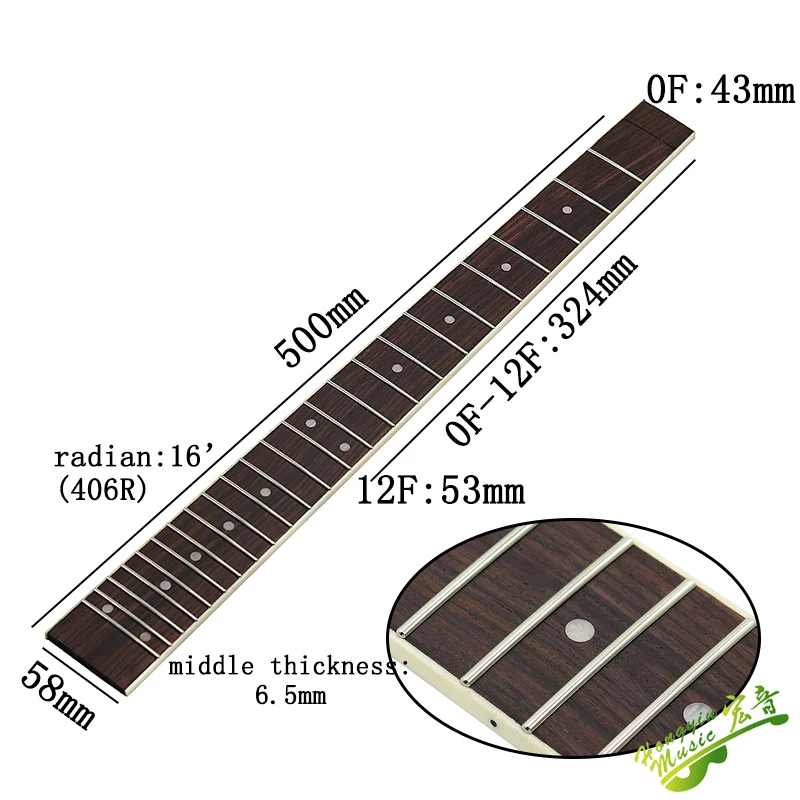 for Electric guitar neck fingerboard 648 628 string length 22 24Fret Wire Rose wood Ebony fretboard Frets with sound point