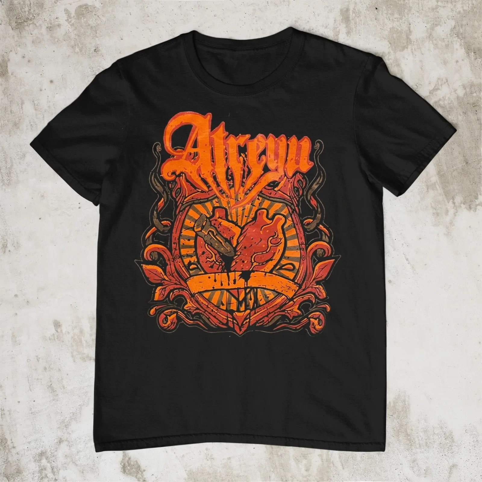 VINTAGE Atreyu Nail In Heart Short Sleeve Cotton Black All Size Shirt AR317
