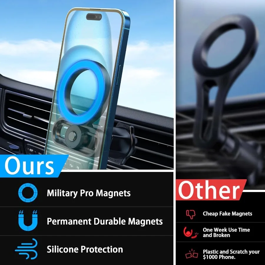 Para magsafe suporte de telefone para carro, ímãs mais fortes com ângulos ilimitados, suporte magnético ajustável para telefone de carro v