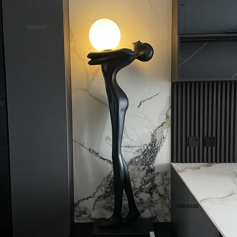 Designer Art Character-shaped Sculpture Statue Led Floor Lamps for Living Room Hotel Lobby Decoration Statues Standing Lights ZZ