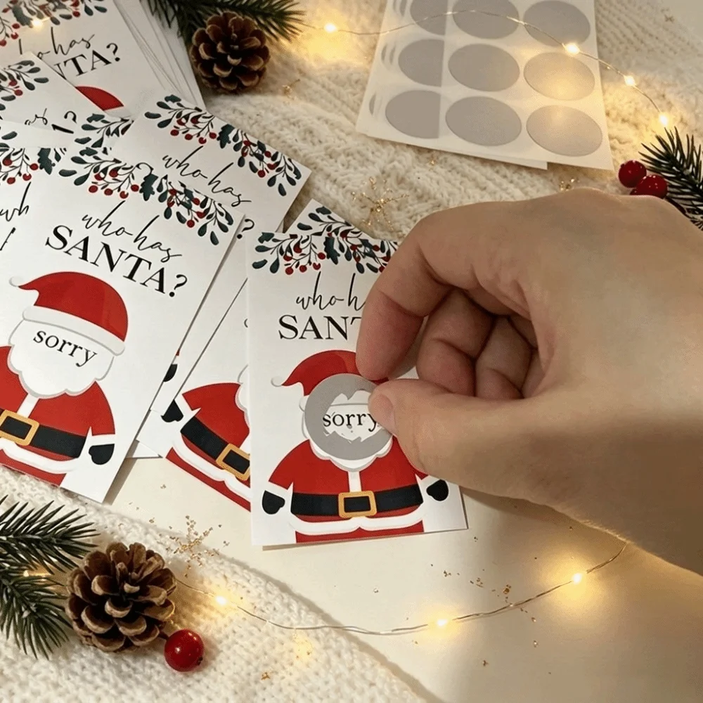 Paper Christmas Party Cards Non-Cash Prize Draw DIY Games Scratch Off Cards Self-Scratchable Christmas Party Supplies