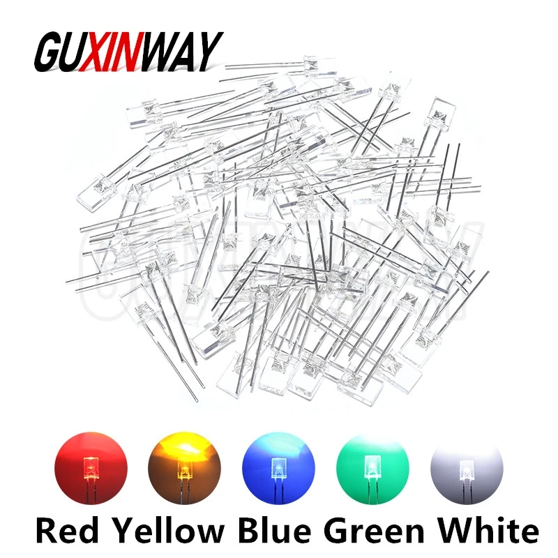 100PCS LED Diode 2x5x7mm Transparent Lights Diodes Kit Red Yellow Blue Green White 2*5*7MM