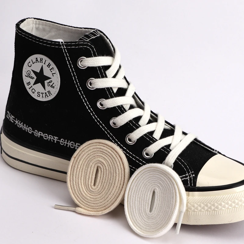 1Pair Flat Shoelaces Canvas Sneakers Sports Shoes Laces Classic Women Men Shoelace Solid Double White Black Allstar Shoe lace image 3