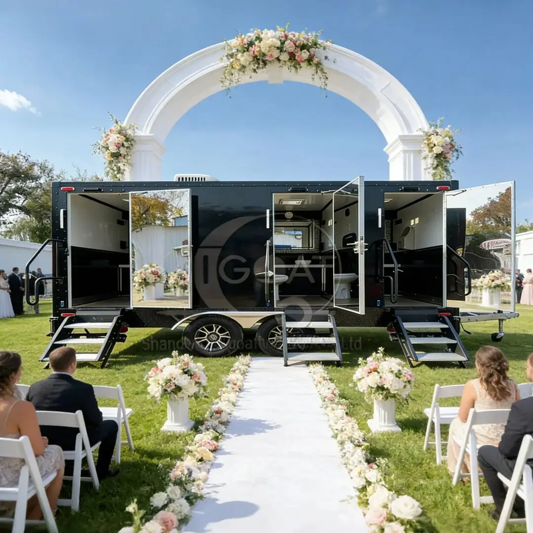 

Commercial Grade Wheel-Mounted Mobile Restroom Trailer Multiple Private Stalls Portable Bathroom for Outdoor Events