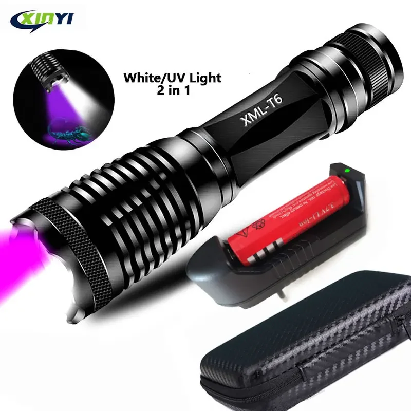 2in1 UV +White light  LED Flashlight  Linternas Torch 395nm Ultraviolet Detector for camping Carpet Pet Urine Catch Scorpions