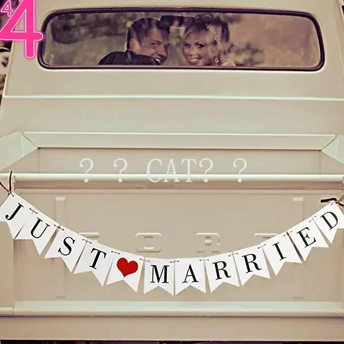 

JUST MARRIED Banner - Wedding Decorations for Reception, Bridal Shower and Engagement Photo Prop,Car Decorations