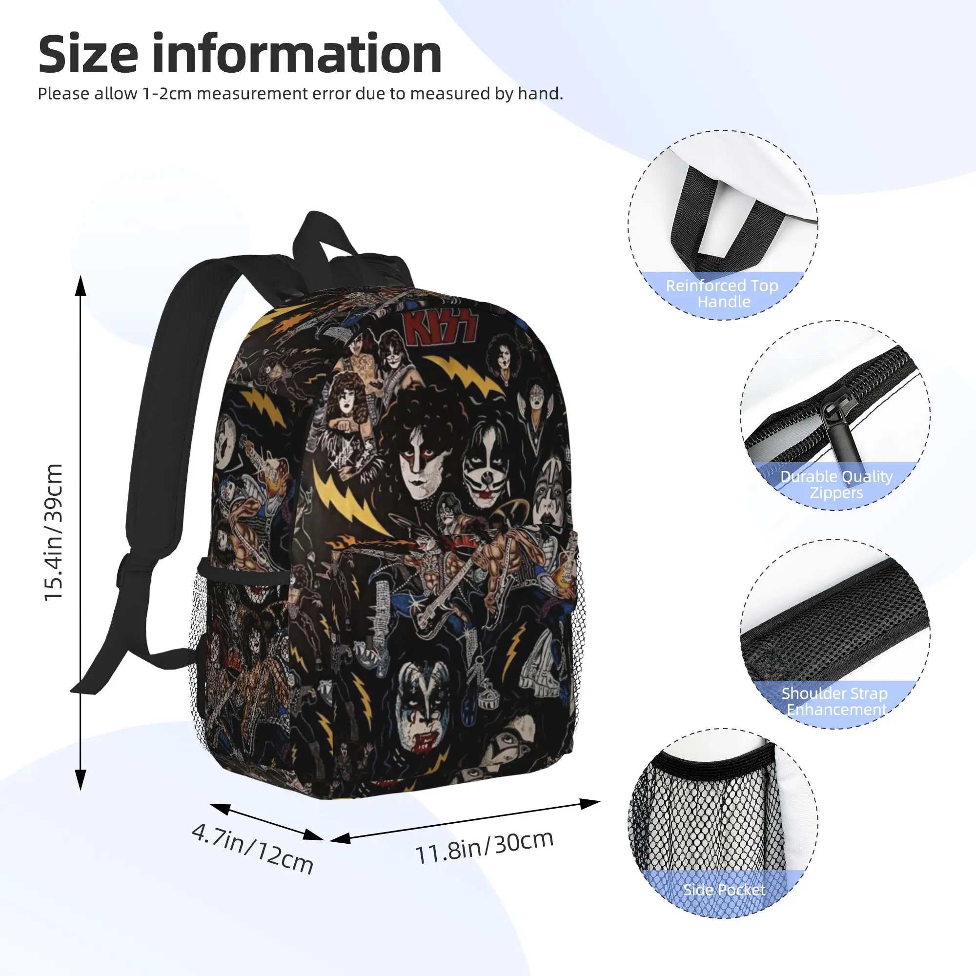 Heavy Metal Rock Music Band Kiss Backpack Hot Sale Daypack Large Capacity Boy Girl BookBag Shoulder Bag for Men Women School Bag
