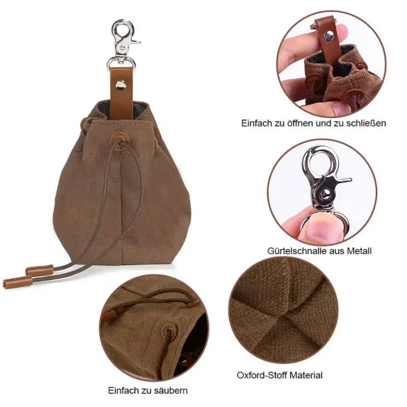 Dog Treat Pouch Food Storage Pet Training Portable Dog Training Treats Snack Bag with Drawstring for Small To Large Dogs