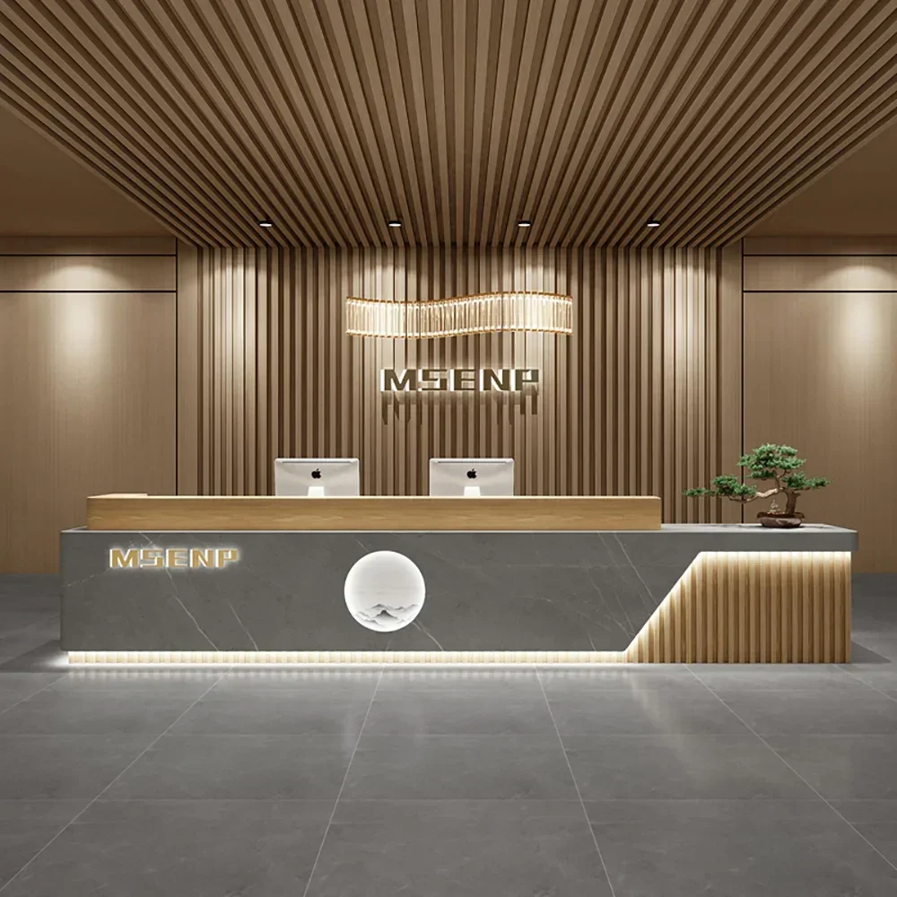 

Simple Modern Bar Counter Cabinet Premium Glamour Aesthetic Simple Reception Desks Luxury Unique Mostrador Commercial Furniture