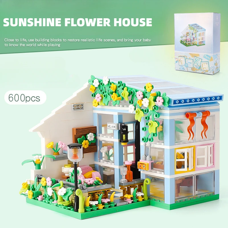 Serie di città delle fiabe Blocchi di costruzione Mini casa da giardino Modello creativo Giocattoli educativi per ragazze e ragazzi Regalo di festa
