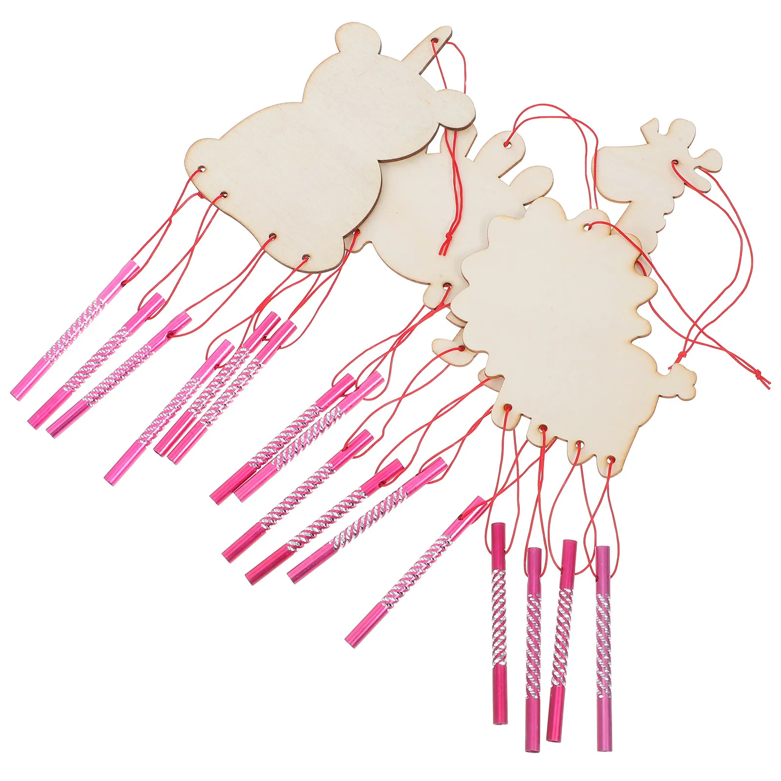 4Sets DIY Wooden Wind Chime Craft Kit for Kids Preschool Art Activity Creative Coloring Painting Kit Indoor Outdoor Decoration