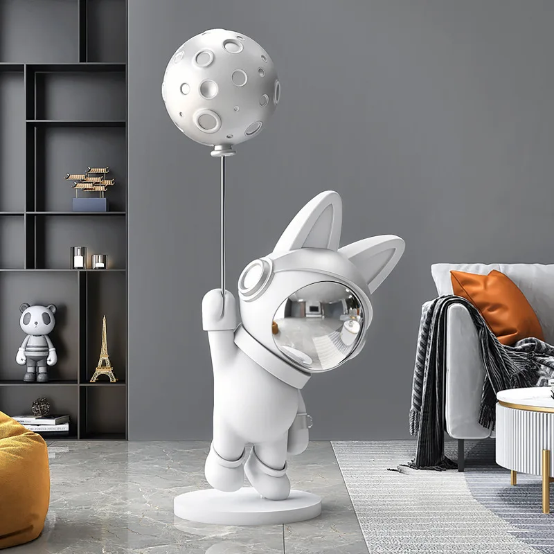 Modern art outer space astronauts statue accessories rabbit resin tabletop decorations animal sculpture