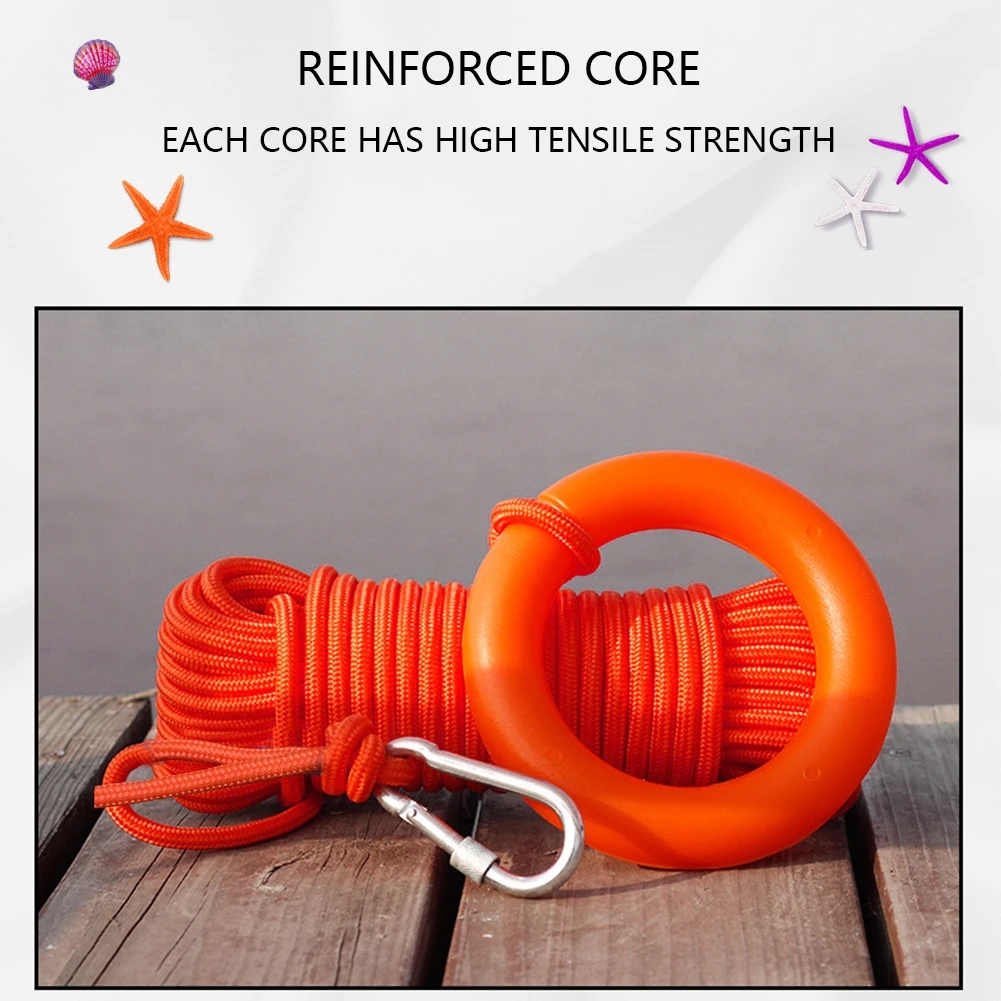 Water Floating Lifesaving Rope Strong Reflective Buoyant Throw Rope Professional with Bracelet/Hand Ring Safety Gear Accessories