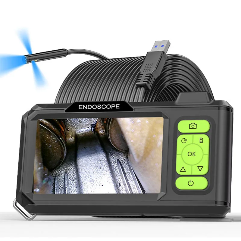 Endoskop przemysłowy z ekranem IPS 4,3'', kamera z autofokusem HD1080P, pojedynczy/podwójny/trójkątny obiektyw, sonda USB, boroskop do inspekcji samochodowych, diody LED