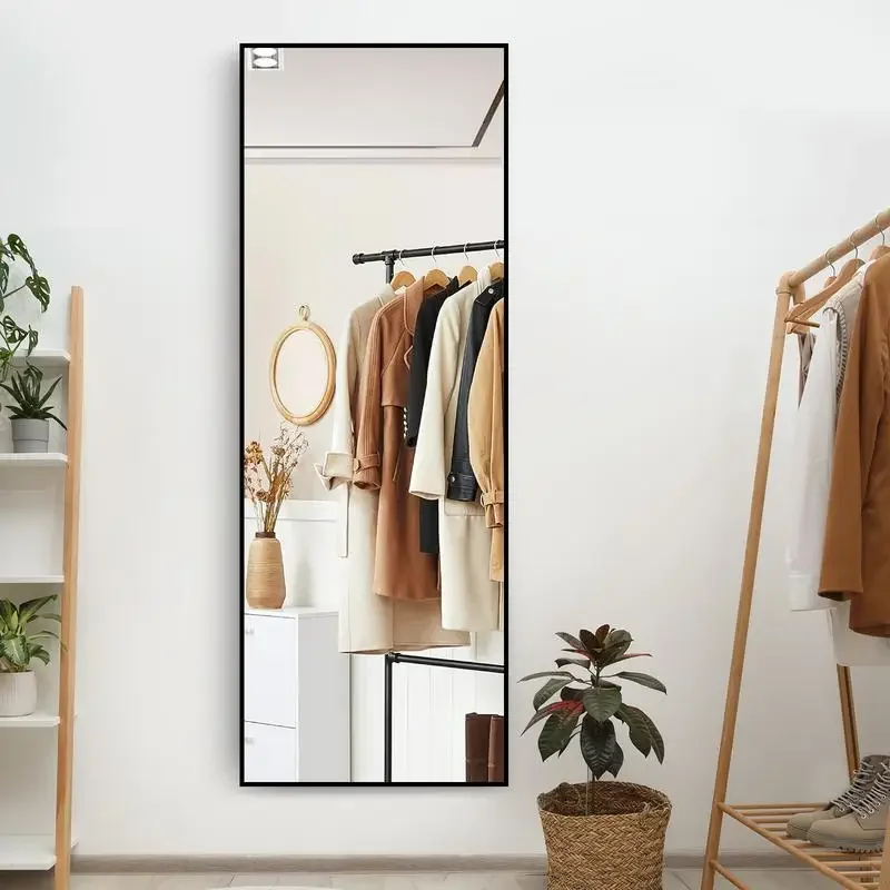 JOCOEVOL-miroir pleine longueur pour la maison, miroir complet avec support, cadre fin en alliage d'aluminium, décor sur pied, pour le visage