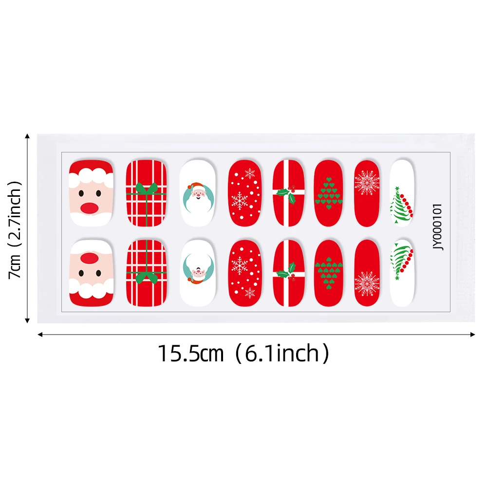 Autocollants de vernis à ongles de noël, 16 pointes, sans cuisson, flocon de neige, Design d'élan du père noël, enveloppe auto-adhésive pour Nail Art, décalcomanies de noël *