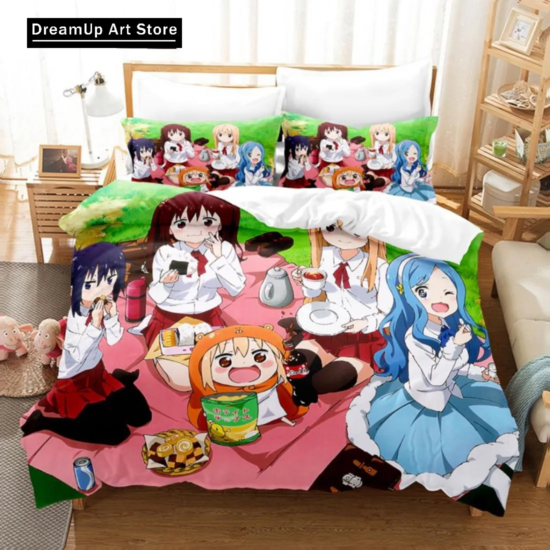 Anime Himouto! Umaru-chan Bedding Set Duvet Cover Bed Set Quilt Cover Twin Single Queen King Size Boys Adult Home Textile Decor