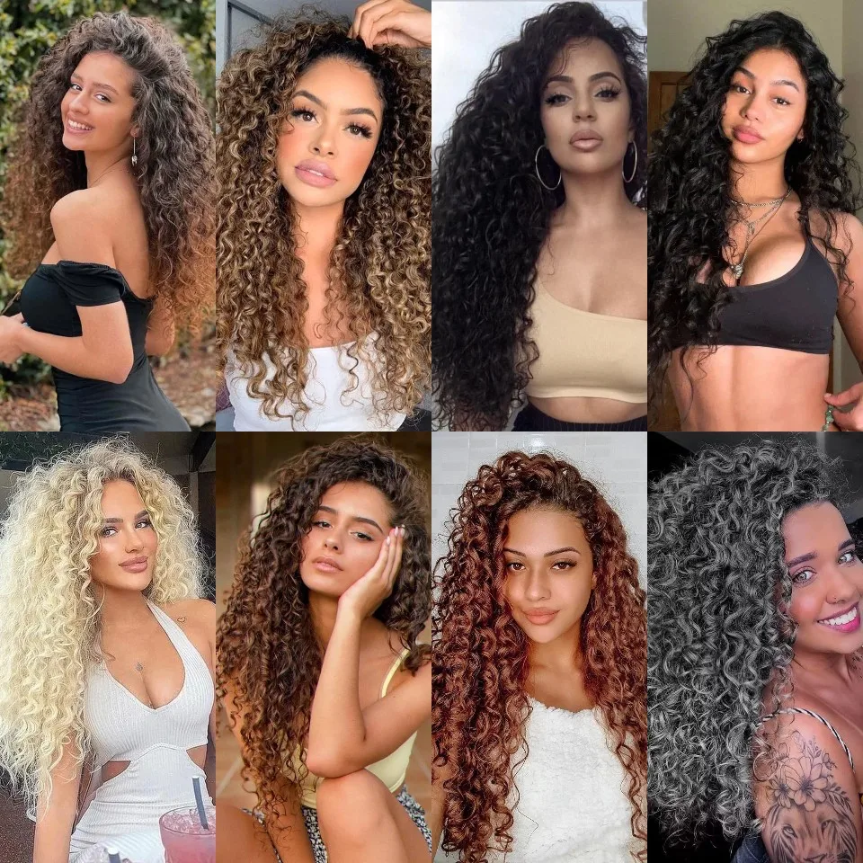 Cheveux synthétiques bouclés au crochet Ombre GoGo Curl, Deep Wave Beach Hair, 1B T27, 30, 350, 4, 613 Bug, Couleurs gris et or, 18 po