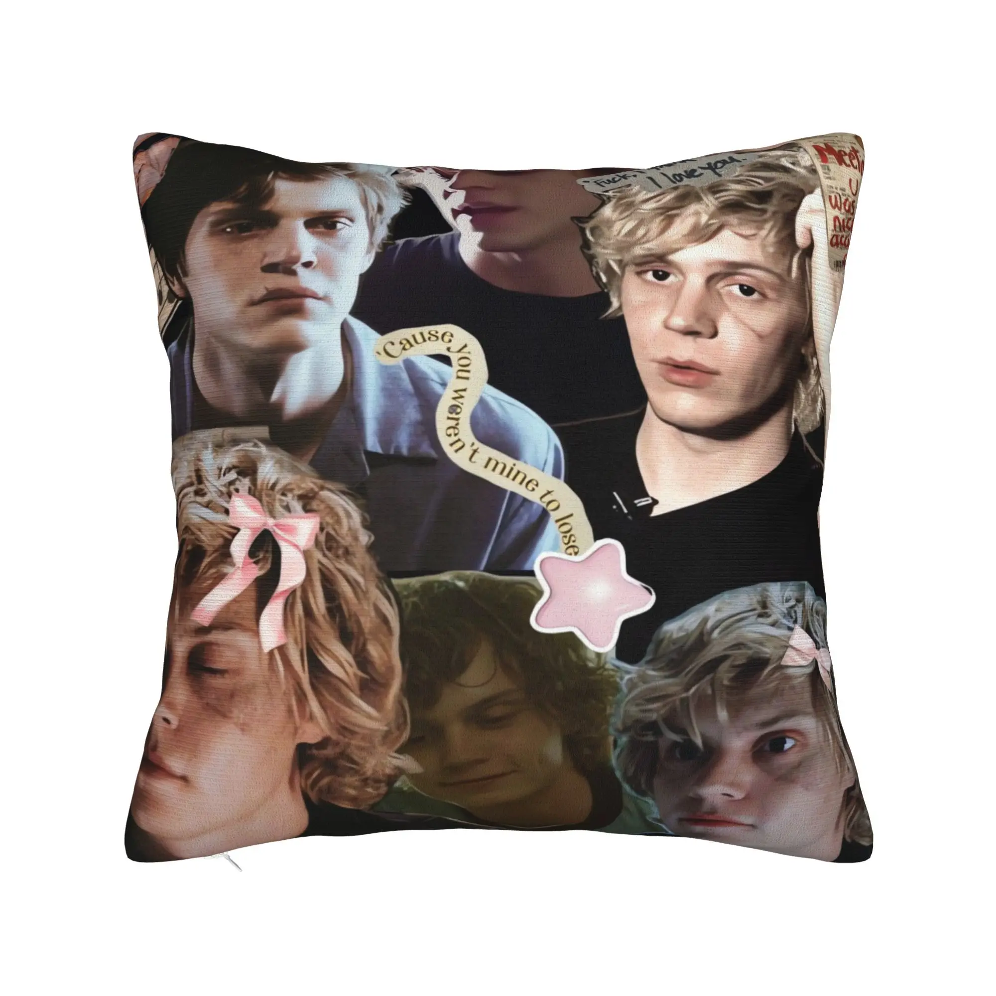 Playful Evan Peters Tongue Out Collage Pillow Case  Comfy Pillow Cover Morden Pillowcases For Sofa Home Decor