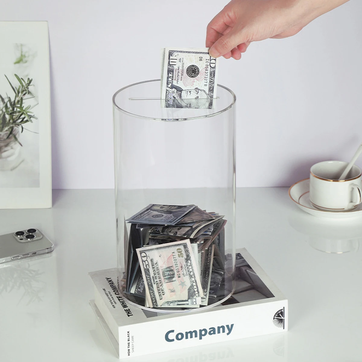 Transparent Money Boxes For Coin Banknote Storage Acrylic Piggy Bank Money Saving Box Adults Kids Piggy Money Bank Home Decor