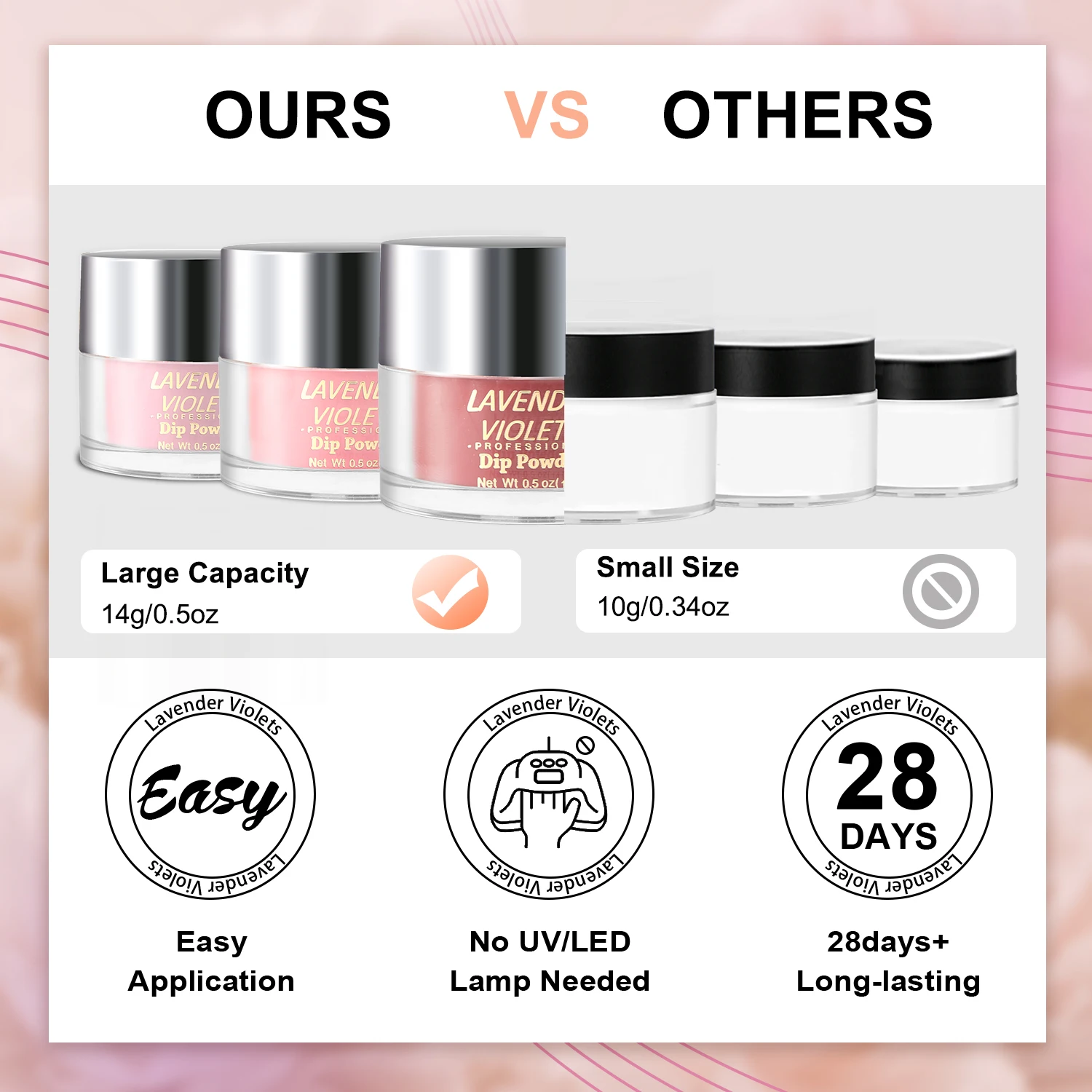 Juego de polvos de inmersión de secado al aire para mujer y niña, 6x0,5 oz, gran capacidad, color rosa desnudo, colores brillantes, para salón de uñas francés, manicura DIY, regalo