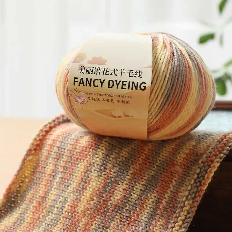 Fil de Crochet fait à la main, dégradé arc-en-ciel, laine moyenne, boule teinte d'alpaga pour tricot, écharpe, chapeau, pull, artisanat de jardin de maison