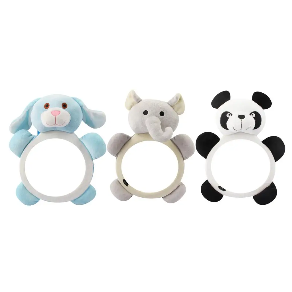Animal Plush Infant Car Seat Inside Mirror Adjustable Rear View Educational Toy Mirror for Children’s Car Seat Use