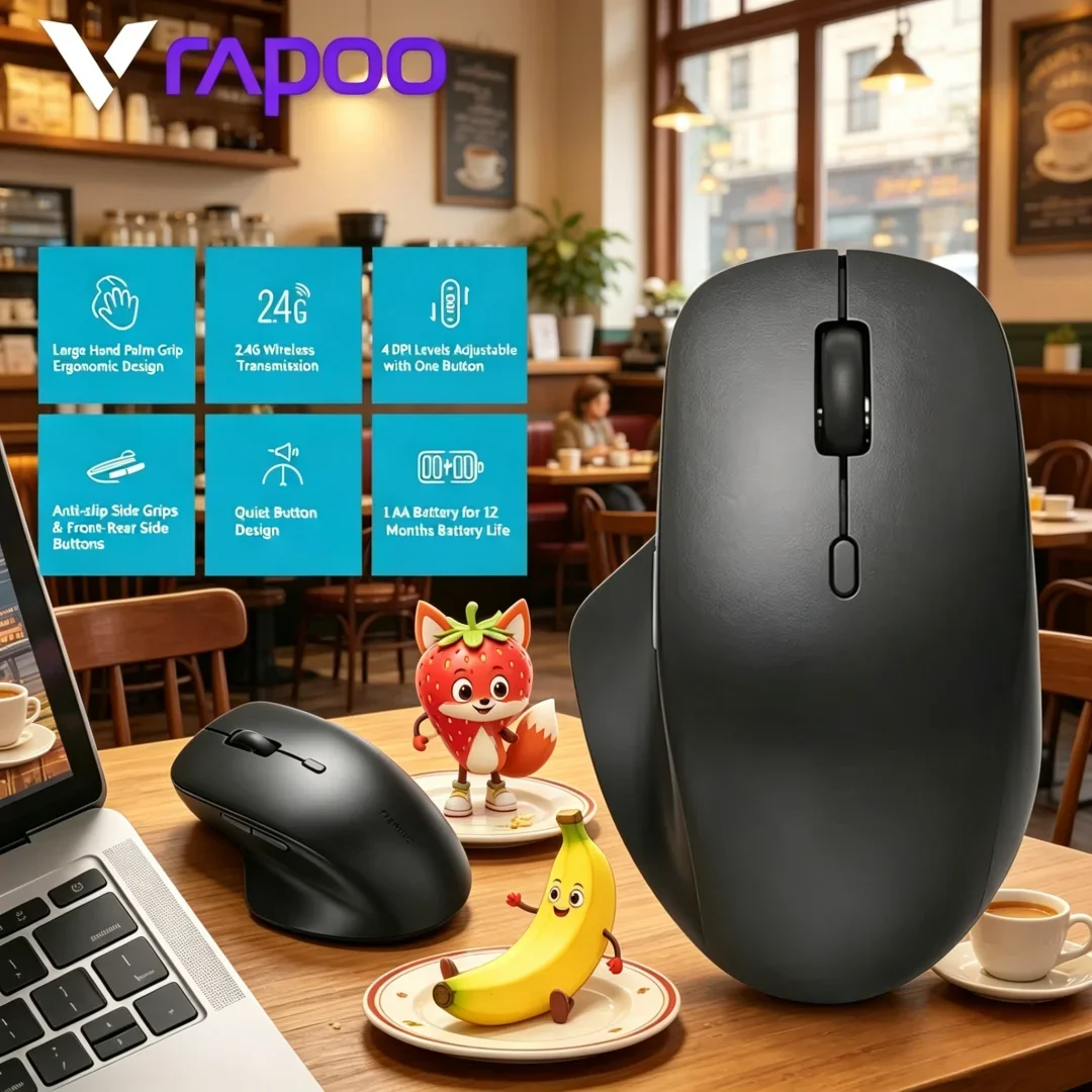 

Rapoo M50 PLUS Silent 2.4G Wireless Mouse Optical Ergonomic Gadget Refined For Ample Palm For Office Usage,600 DPI Switch