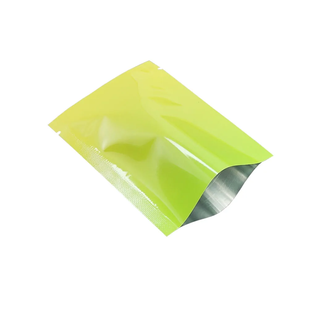 

500pcs Yellow Gradient Green Flat Open Top Food Vacuum Wrapping Foil Bags wholesale Heat Seal Aluminum Foil Storage Bag