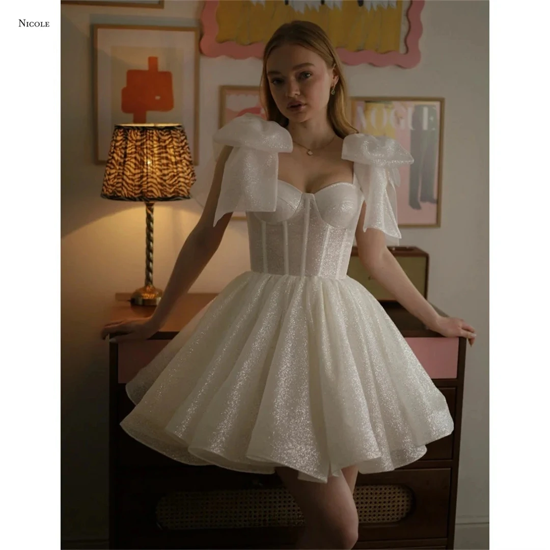 

Nicole Line A Dresses for Special Events Gala Dress Bow Luxurious Women's Evening Dresses Woman Elegant Custom Made Ivory White