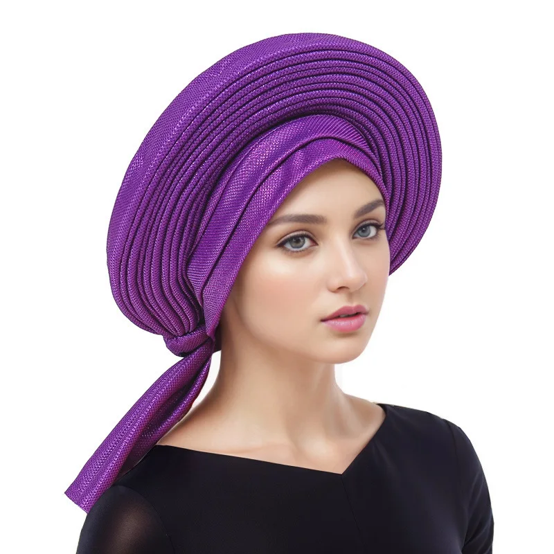 Di alta Qualità Africano Headtie Nigeriano Aso Oke Donne Testa Cravatte Avvolge Turbante Gele Headtie Femme Foulard per la Festa Nuziale