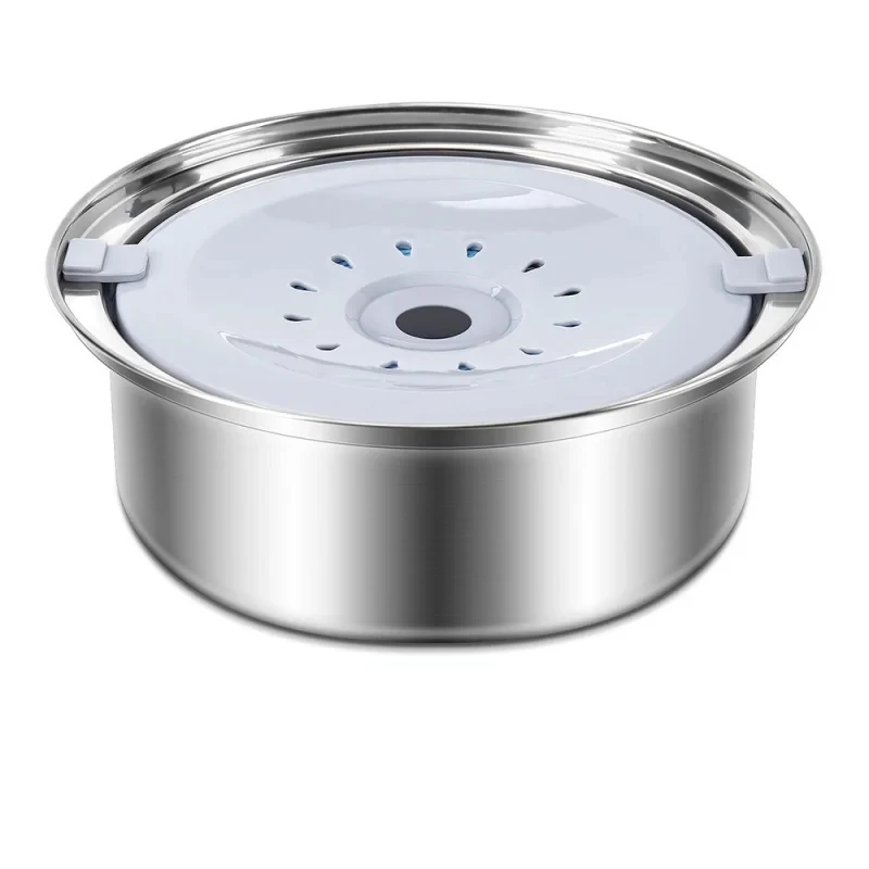 

2.5L No Spill Slow Feeder Dog Water Bowl, Stainless Steel Anti Spill Pet Water Dispenser with Automatic Refill Function