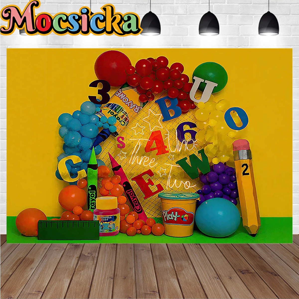 Mocsicka Student Graduation Poster Background Letters Balloon Pencil Backdrop Decor Kindergarten Kids Cake Smash Studio Props