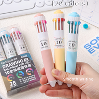 28 Colors Multicolor Ballpoint Pen Set 0.8mm, 10-in-1 Colored Pens Fine Point Retractable Ballpoint Pens for Office School