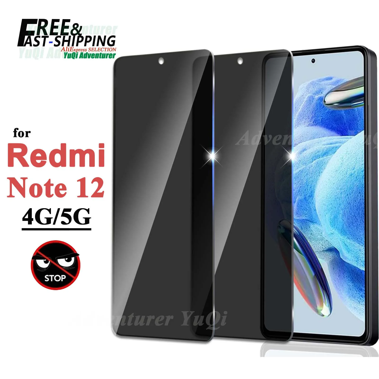 Anti Spy Screen Protector For Redmi Note 12 4g 5g Tempered Glass 9H Privacy Peep Scratch High Aluminum Case Friendly