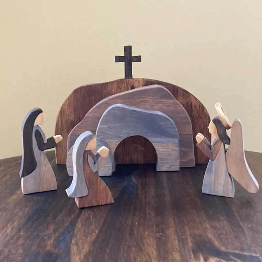 

Desktop Easter Sign Creative Shape Create Atmosphere Wooden Statue Desktop Indoor Easter Sign Gift Wooden Ornament Gifts