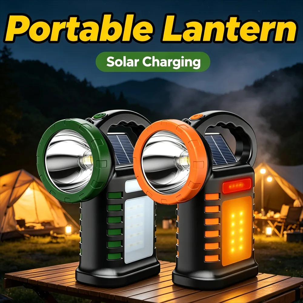New Solar Rechargeable Handheld Work Light LED Multifunctional Long‑Lasting Torch for Camping Auto Repair Outdoor Maintenance