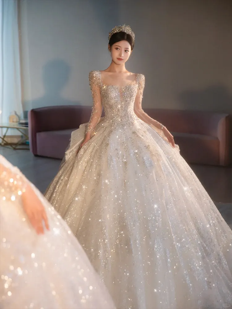 Heavy Industry Wedding Dress Bride 2026 New High-End French Main Yarn Pregnant Women Advanced Texture Small Large Size Light