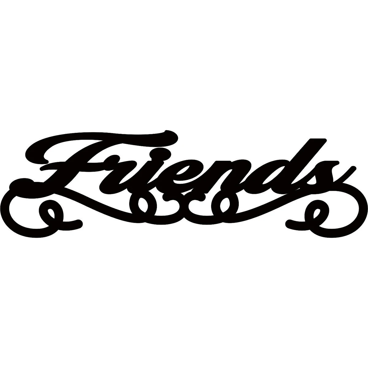 Vintage Style Friends Cursive Acrylic Car Sticker, Personalized Letter Decal with Ornate Tails, Friendship Car Decor Gift